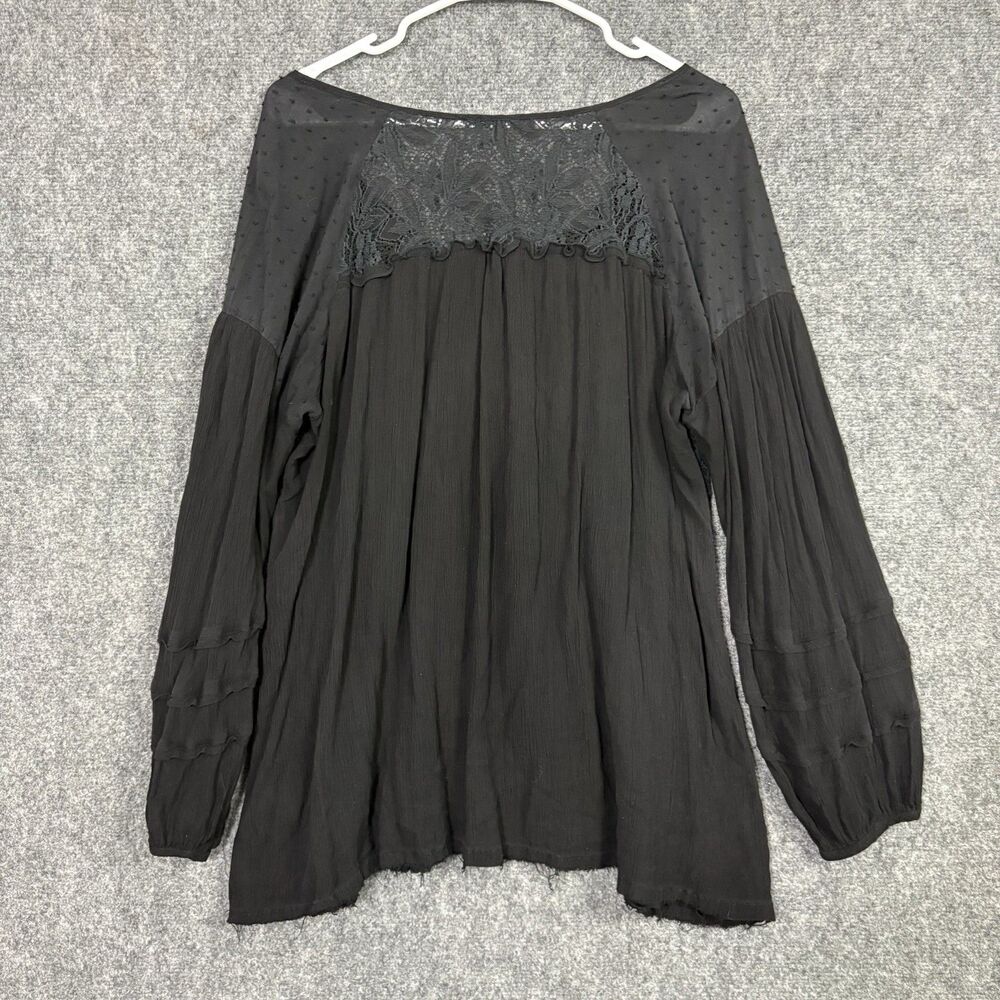 Mis Me Top Blouse Womens L Black Sequins Embroidery Tunic Whimsigoth Boho - Picture 2 of 9